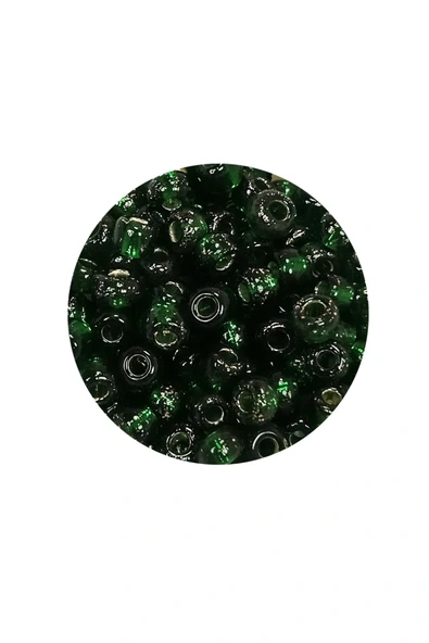 LitaeTrend Dökme Cam Kum Boncuk Büyük Boy (6/0) 4 mm - 20 Gram - Şeffaf Koyu Yeşil - BNC100 - Resim 2