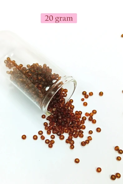 LitaeTrend Dökme Cam Kum Boncuk (8/0) 3 mm - 20 Gram - Şeffaf Koyu Kahve - BNC159 ürün görseli 1