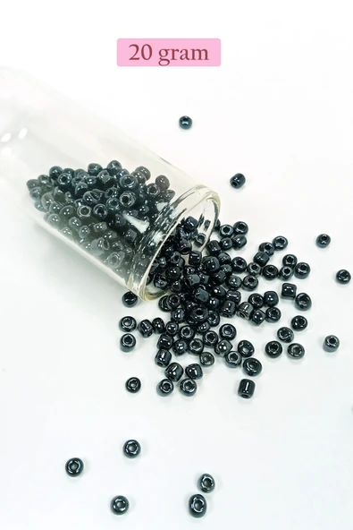 LitaeTrend Dökme Cam Kum Boncuk Büyük Boy (6/0) 4 mm - 20 Gram - Siyah - BNC084 ürün görseli 1