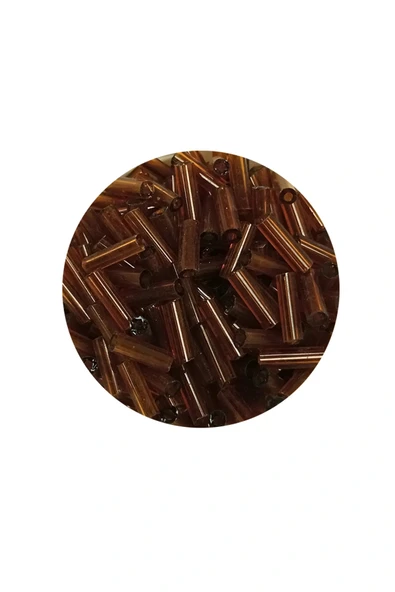 LitaeTrend Uzun Boru Kesme Boncuk Çap 2mm Uzunluk 10 mm - 20 Gram - Şeffaf Kahverengi - BNC246 - Resim 2