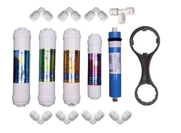 Hyundai Su Arıtma Filtre Seti 5'li Takım ve Bağlantı Parçaları - Nsf Onaylı -MEMBRAN ANAHTARI HEDİYE-( Değiştirme Klavuzu ile Kolay Değişim) ürün görseli 1