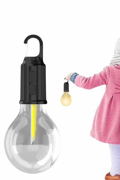 CEYLAN ADAM Şarjlı Aydınlatma Ampul Tasarımlı Ambians Işık Askılı Kamp Lambası - Resim 4