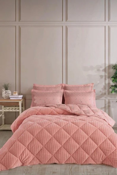 Wellsoft Jakarlı Uyku Seti 3 Parça Tek Kişilik Pudra ürün görseli 1