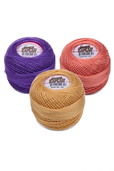 LitaeTrend 3 Adet Kaplan Etamin Ve Kanaviçe İpi 8 No Kod/Renk: 495 - 350 - 783 - Ryl ürün görseli 1