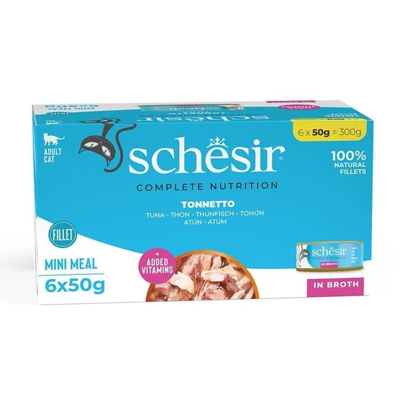 Schesir Tam ve Dengeli Ton Balıklı Pişirme Suyunda Kedi Konservesi Multipack 6x50g ürün görseli 1