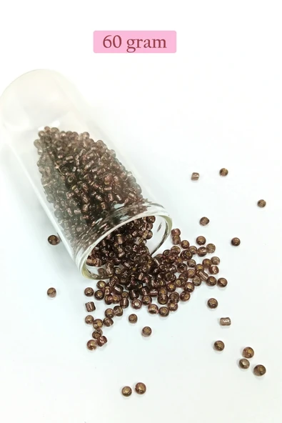 LitaeTrend Dökme Cam Kum Boncuk (8/0) 3 mm - 60 Gram - Şefaff Alacalı Kahve - BNC213 ürün görseli 1