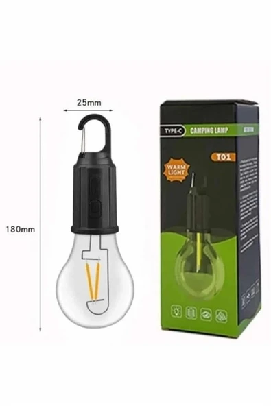 CEYLAN ADAM Şarjlı Aydınlatma Ampul Tasarımlı Ambians Işık Askılı Kamp Lambası - Resim 5