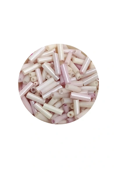 LitaeTrend Uzun Boru Kesme Boncuk Çap 2mm Uzunluk 10 mm - 20 Gram - Mat Beyaz - BNC263 - Resim 2