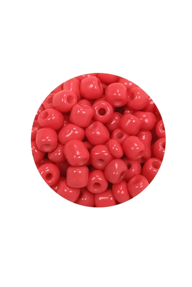 LitaeTrend Dökme Cam Kum Boncuk Büyük Boy (6/0) 4 mm - 20 Gram - Açık Kırmızı - BNC089 - Resim 2