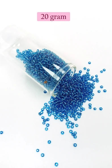 LitaeTrend Dökme Cam Kum Boncuk (11/0) 2 mm - 20 Gram -  Şeffaf Mavi - BNC007 ürün görseli 1
