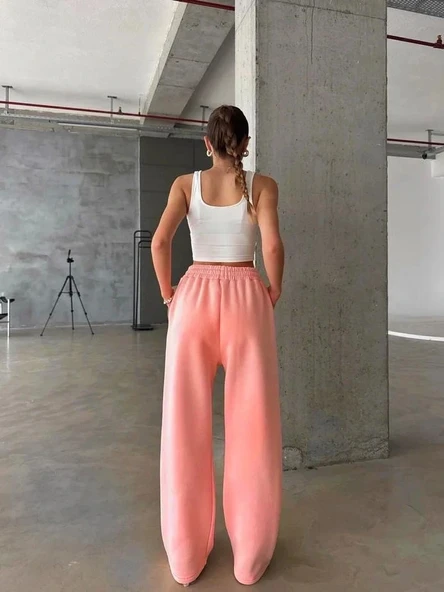 3 iplik şardonlu oversize eşofman somon - Resim 2