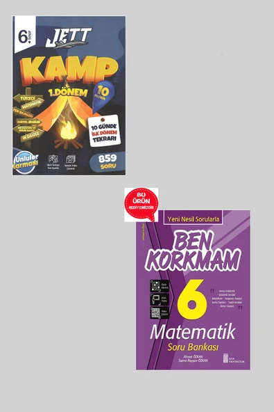 6.Sınıf Yeni 1.Dönem Jett Kamp Denemeleri 10 Günde İlk Dönem Tekrarı + Matematik Kitabı Hediyeli ürün görseli 1