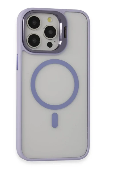 iPhone 15 Pro Max Kılıf Roblox Lens Magsafe Standlı Kapak - Lila - Resim 8