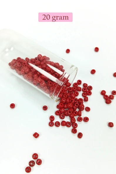 LitaeTrend Dökme Cam Kum Boncuk Büyük Boy (6/0) 4 mm - 20 Gram - Koyu Kırmızı - BNC074 ürün görseli 1