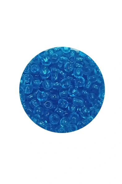 LitaeTrend Dökme Cam Kum Boncuk (8/0) 3 mm - 20 Gram - Şeffaf Deniz Mavi - BNC180 - Resim 2
