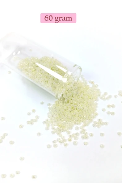 LitaeTrend Dökme Cam Kum Boncuk (11/0) 2 mm - 60 Gram -  Krem - BNC047 ürün görseli 1
