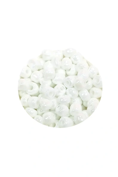 LitaeTrend Dökme Cam Kum Boncuk Büyük Boy (6/0) 4 mm - 60 Gram - Kar Beyaz - BNC109 - Resim 2