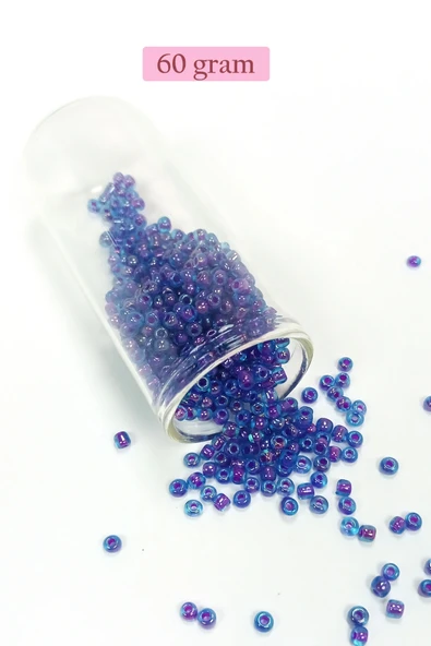 LitaeTrend Dökme Cam Kum Boncuk (8/0) 3 mm - 60 Gram - Şeffaf Mavi - BNC190 ürün görseli 1