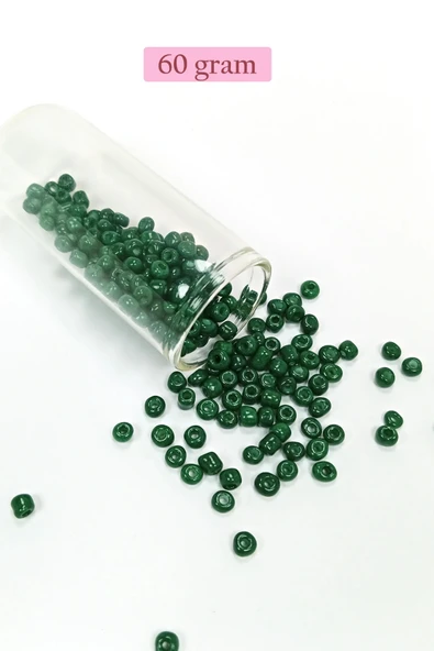 LitaeTrend Dökme Cam Kum Boncuk Büyük Boy (6/0) 4 mm - 60 Gram - Koyu Yeşil - BNC140 ürün görseli 1