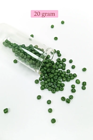 LitaeTrend Dökme Cam Kum Boncuk Büyük Boy (6/0) 4 mm - 20 Gram - Koyu Yeşil - BNC076 ürün görseli 1