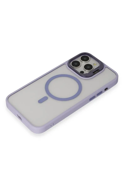 iPhone 15 Pro Max Kılıf Roblox Lens Magsafe Standlı Kapak - Lila - Resim 11