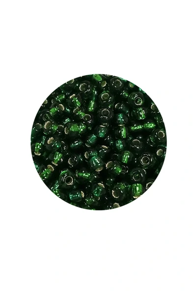 LitaeTrend Dökme Cam Kum Boncuk (8/0) 3 mm - 60 Gram - Şeffaf Asker Yeşili - BNC218 - Resim 2