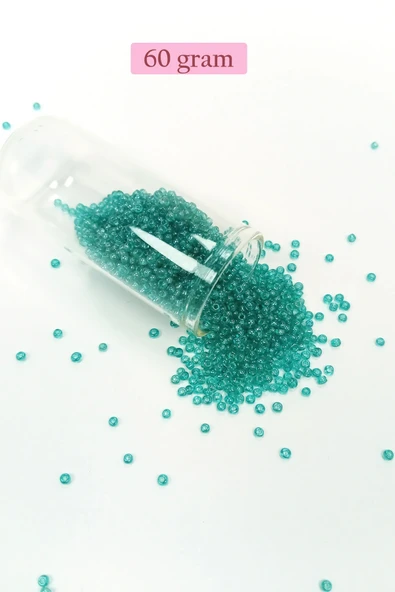 LitaeTrend Dökme Cam Kum Boncuk (11/0) 2 mm - 60 Gram -  Şeffaf Yeşil - BNC049 ürün görseli 1