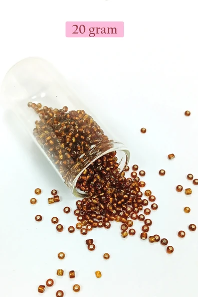 LitaeTrend Dökme Cam Kum Boncuk (8/0) 3 mm - 20 Gram - Şeffaf Kahve - BNC157 ürün görseli 1
