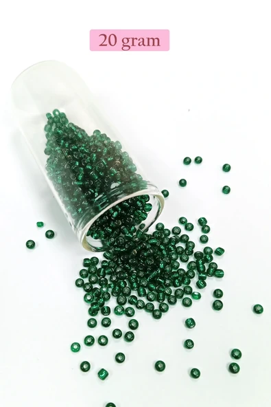 LitaeTrend Dökme Cam Kum Boncuk (8/0) 3 mm - 20 Gram - Koyu Yeşil - BNC146 ürün görseli 1