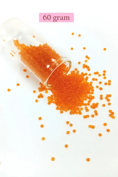 LitaeTrend Dökme Cam Kum Boncuk (11/0) 2 mm - 60 Gram -  Şeffaf Turuncu - BNC051 ürün görseli 1