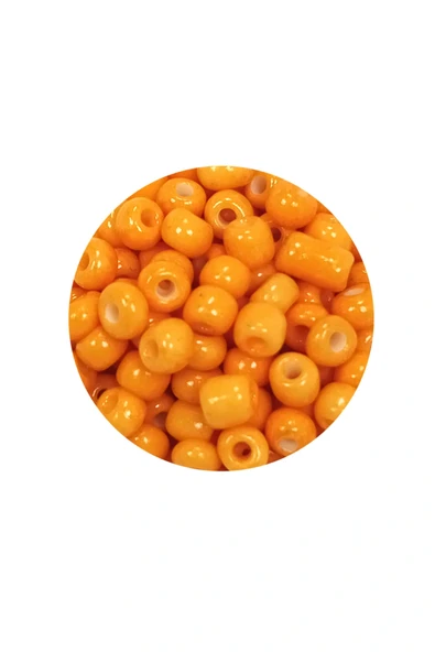 LitaeTrend Dökme Cam Kum Boncuk Büyük Boy (6/0) 4 mm - 60 Gram - Açık Turuncu - BNC131 - Resim 2