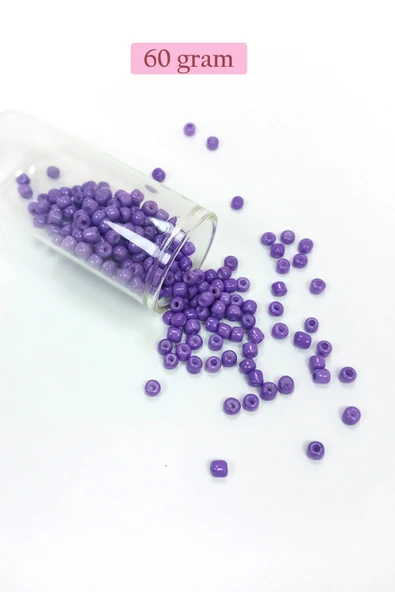 LitaeTrend Dökme Cam Kum Boncuk Büyük Boy (6/0) 4 mm - 60 Gram - Mor - BNC116 ürün görseli 1