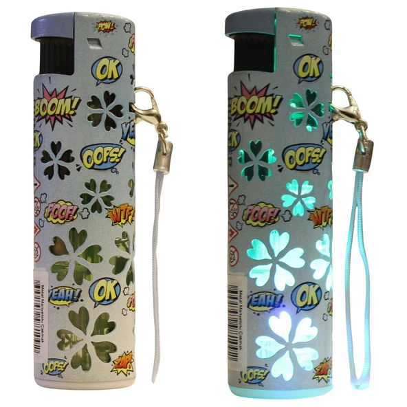 Hunter Turbo Jet Alevli Işıklı Metal Çakmak 5’li Set – Doldurulabilir LED Işıklı (32-4B-K) - Resim 2