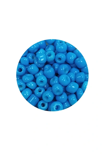 LitaeTrend Dökme Cam Kum Boncuk Büyük Boy (6/0) 4 mm - 20 Gram - Açık Mavi - BNC106 - Resim 2