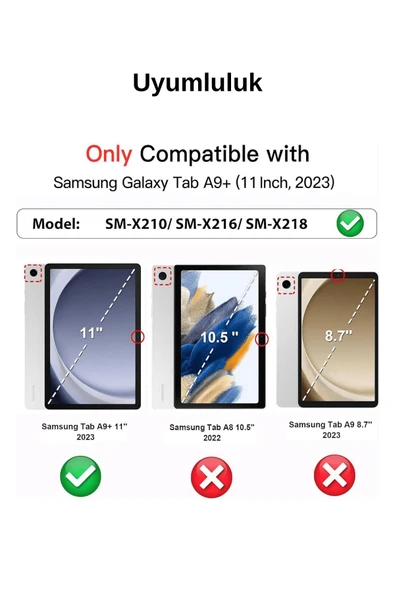 Galaxy Tab A9+ / A9 Plus 11 İnç 2023 Uyumlu Fuchsia Kalem Bölmeli Akıllı Tablet Kılıfı - Resim 8