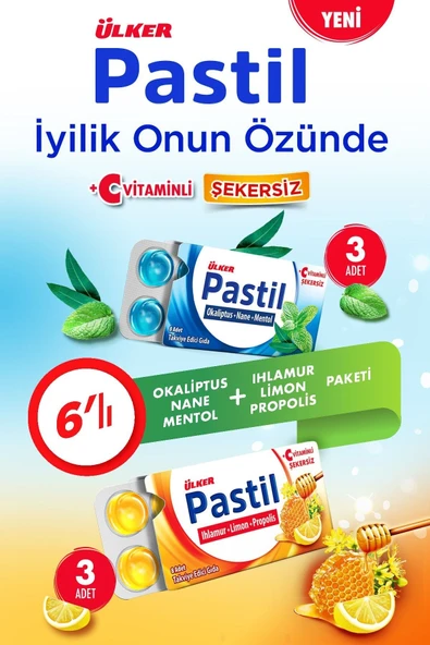 Ülker Pastil Paketi 6 lı - Okaliptus-Nane-Mentol / Ihlamur-Limon-Propolis ürün görseli 1