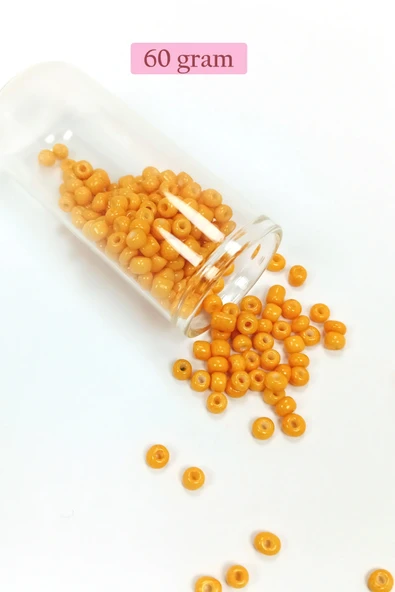 LitaeTrend Dökme Cam Kum Boncuk Büyük Boy (6/0) 4 mm - 60 Gram - Açık Turuncu - BNC131 ürün görseli 1