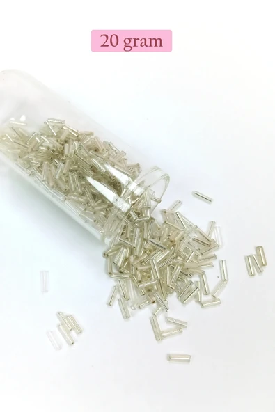 LitaeTrend Uzun Boru Kesme Boncuk Çap 2mm Uzunluk 10 mm - 20 Gram - Gümüş - BNC232 ürün görseli 1