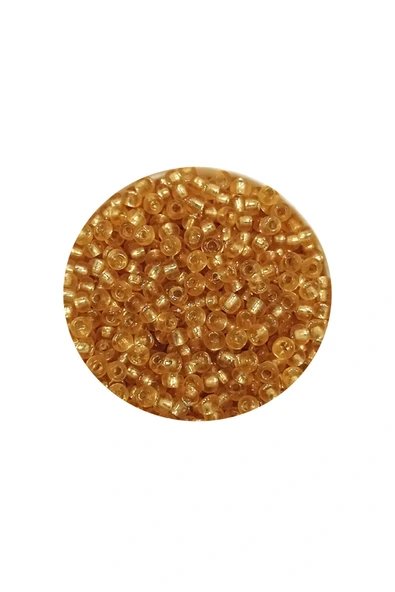 LitaeTrend Dökme Cam Kum Boncuk (11/0) 2 mm - 20 Gram -  Şeffaf Altın - BNC027 - Resim 2