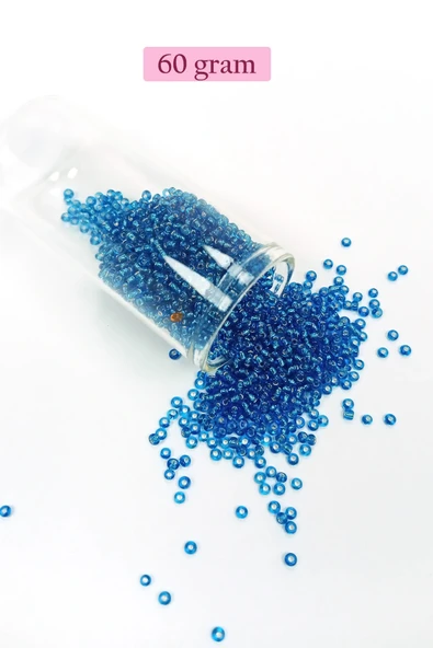 LitaeTrend Dökme Cam Kum Boncuk (11/0) 2 mm - 60 Gram -  Şeffaf Mavi - BNC042 ürün görseli 1