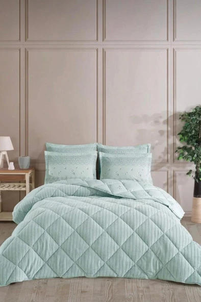 Wellsoft Jakarlı Uyku Seti 3 Parça Tek Kişilik Mint ürün görseli 1