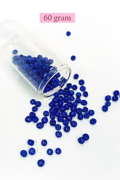 LitaeTrend Dökme Cam Kum Boncuk Büyük Boy (6/0) 4 mm - 60 Gram - Koyu Mavi - BNC139 ürün görseli 1