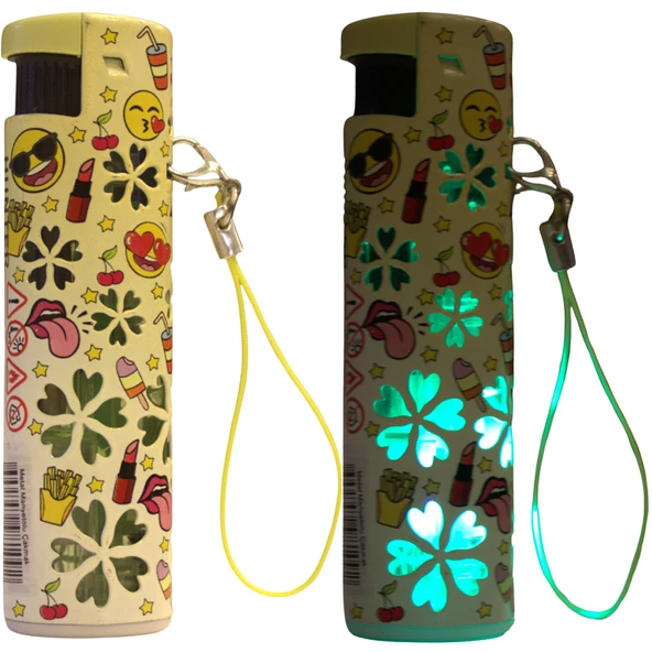 Hunter Turbo Jet Alevli Işıklı Metal Çakmak 5’li Set – Doldurulabilir LED Işıklı (32-4B-K) - Resim 4