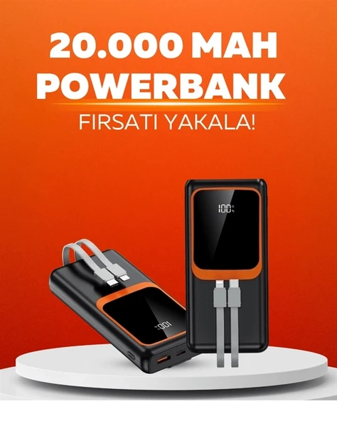 CEYLAN ADAM 20.000 mAh Powerbank – 22.5W Hızlı Şarj, Çok Kablolu, Dijital Göstergeli - Resim 2