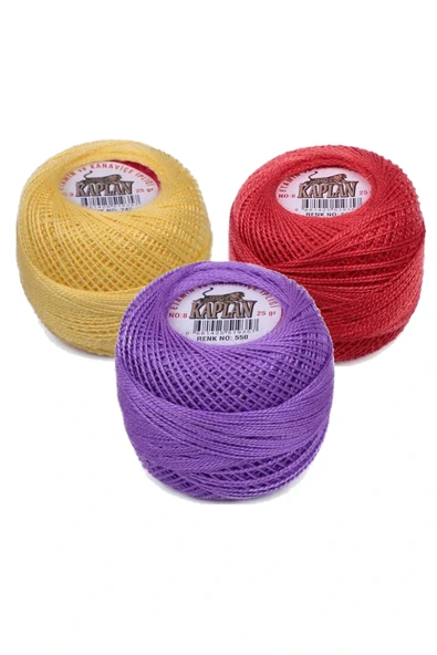 LitaeTrend 3 Adet Kaplan Etamin Ve Kanaviçe İpi 8 No Kod/Renk: 742 - 666 - 550 - Ryl ürün görseli 1