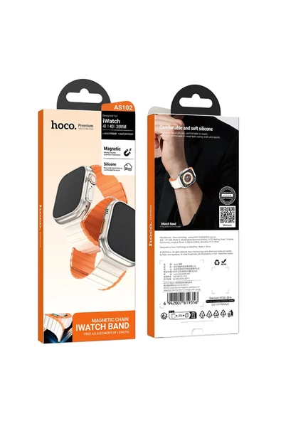 Hoco. Watch 42mm AS102 Silikon Kordon - Yıldız Işığı-Turuncu - Resim 5