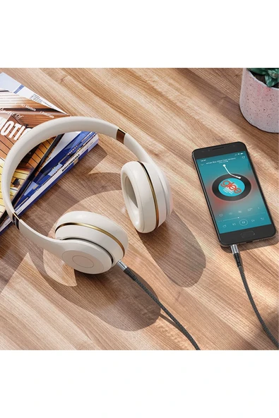 Hoco. UPA26 1M Hasırlı Aux Kablo - Siyah - Resim 4