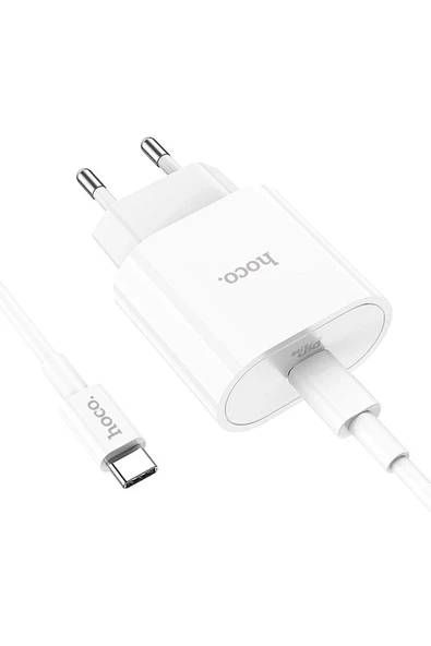 Hoco. C94A Metro 20W Type-C Çıkışlı Ekstra Type-C to Type-C Kablolu PD Hızlı Şarj Aleti - Beyaz - Resim 9