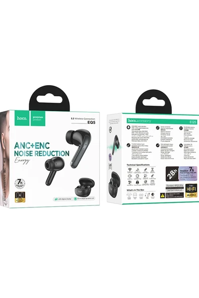 Hoco. EQ5 Energy Aktif Gürültü Engelleyici Özellikli Bluetooth 5.3 Kablosuz TWS Airpods Kulaklık - Siyah - Resim 10