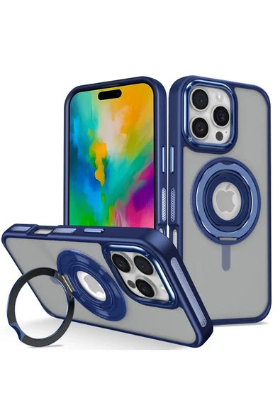 iPhone 16 Pro Max Banza Magsafe Standlı Kapak - Lacivert ürün görseli 1